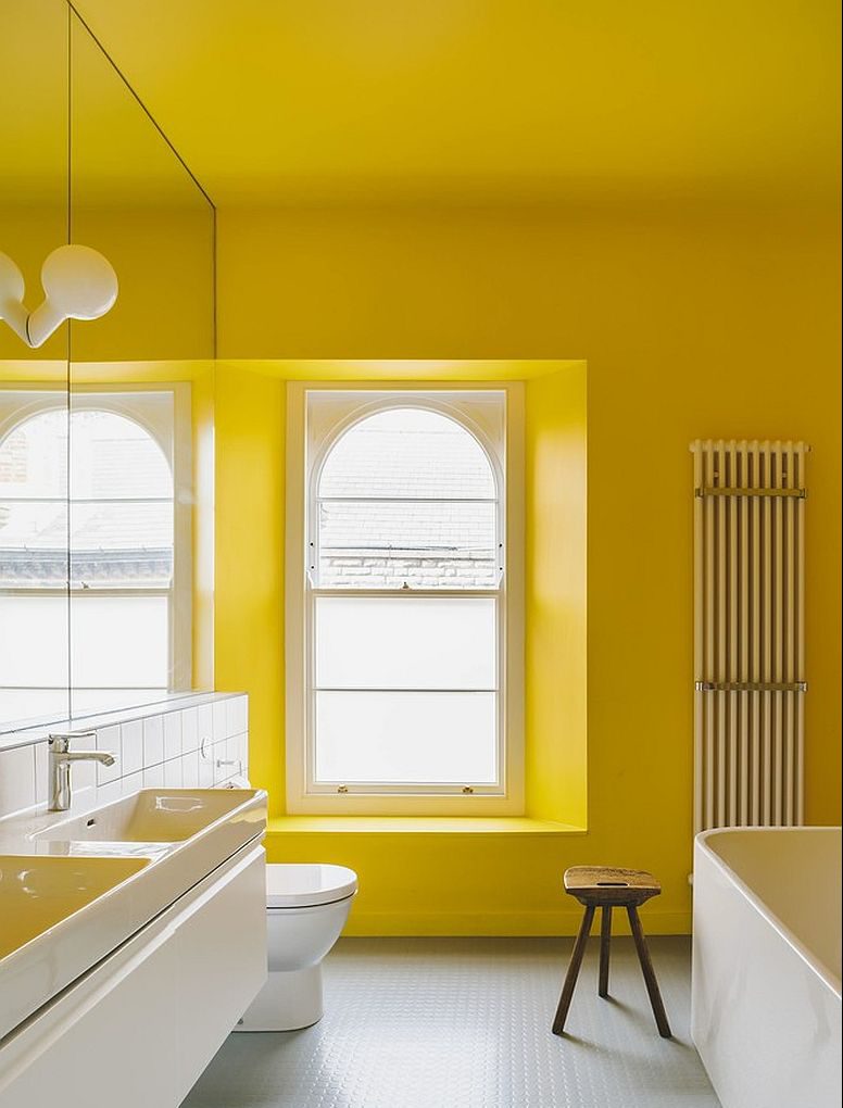 حمام به رنگ زرد دکوراسیون خانه مدرن